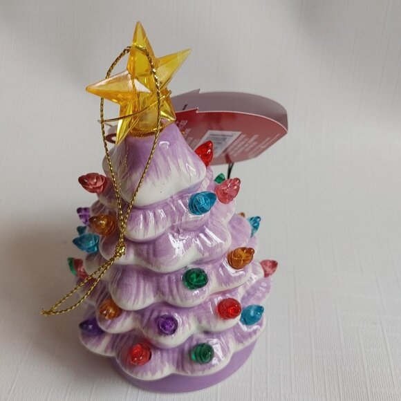 Mr. Christmas 5" Nostalgic Ceramic Lit Tree Ornament, Lavender Christmas - Picture 3 of 6